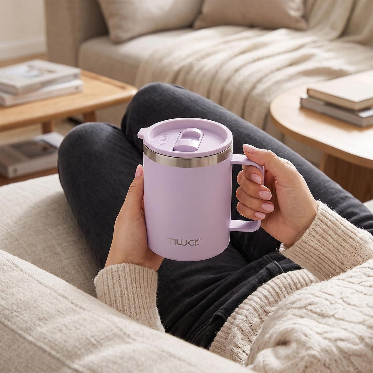 TILUCK 20 oz Insulated Coffee Tumbler with BPA-Free Lid