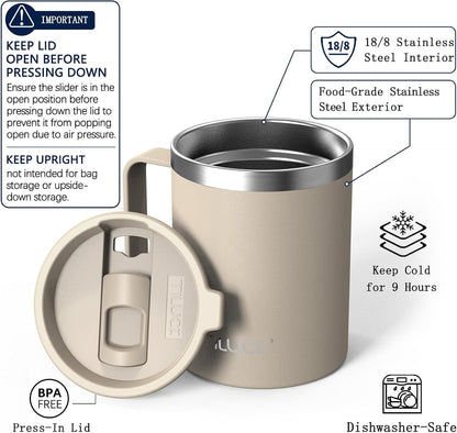TILUCK 20 oz Insulated Coffee Tumbler with BPA-Free Lid