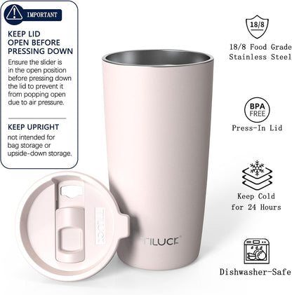 TILUCK 20 oz Insulated Coffee Tumbler with BPA-Free Lid