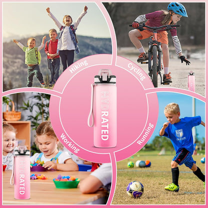 Water Bottle with Straw, 32oz Sports Water Bottles with Time Marker