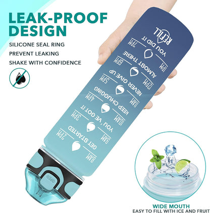 32 oz Drinking Water Bottle with Times to Drink and Straw, Motivational with Carrying Strap, Leakproof BPA & Toxic Free, Ensure You Drink Enough Water for Fitness Gym Outdoor