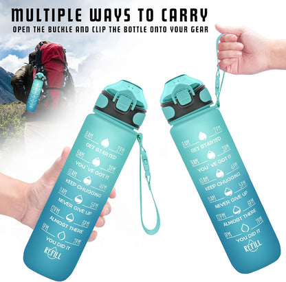32 oz Drinking Water Bottle with Times to Drink and Straw, Motivational with Carrying Strap, Leakproof BPA & Toxic Free, Ensure You Drink Enough Water for Fitness Gym Outdoor