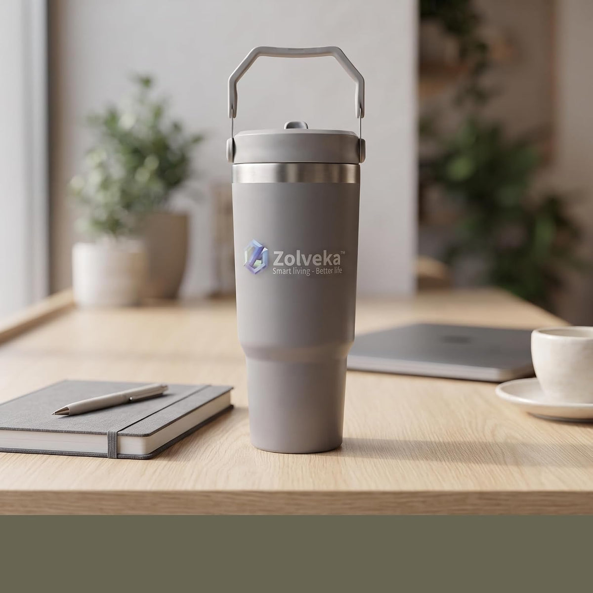 30oz Insulated Tumbler with Handle and Flip Straw – 100% Leakproof Stainless Steel Travel Mug for Car, Coffee & Gym, BPA-Free.