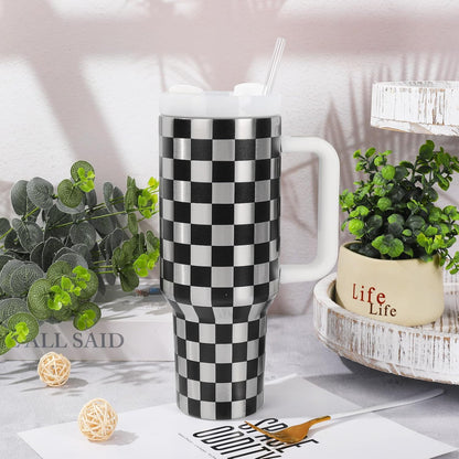 Cowgirl Tumbler with Straw and Lid 40oz Pink Cowgirl Boots Hat Cactus Flower Stainless Steel Cup with Handle Western Theme Travel Coffee Tumbler Cup for Home Office