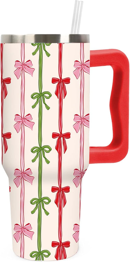 Cowgirl Tumbler with Straw and Lid 40oz Pink Cowgirl Boots Hat Cactus Flower Stainless Steel Cup with Handle Western Theme Travel Coffee Tumbler Cup for Home Office