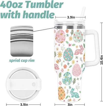 Cowgirl Tumbler with Straw and Lid 40oz Pink Cowgirl Boots Hat Cactus Flower Stainless Steel Cup with Handle Western Theme Travel Coffee Tumbler Cup for Home Office