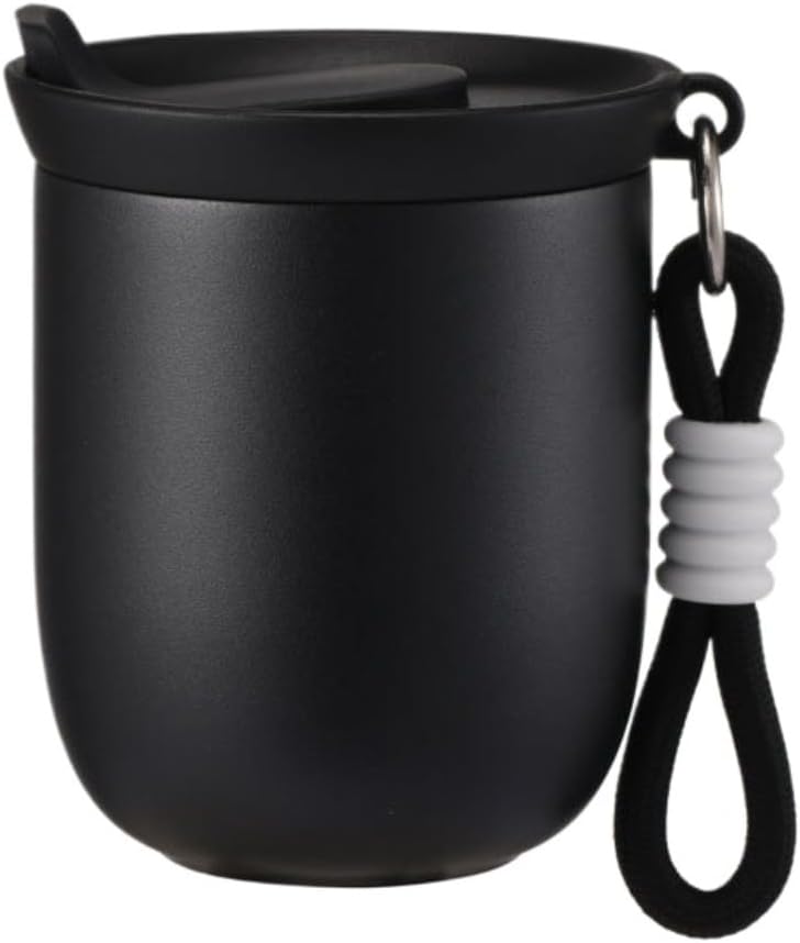 Coffee Tumbler Insulated Mug with Carrying Rope, Spill-Resistant Travel Coffee Mug for Office Car Use - 8oz (Grey,Small)