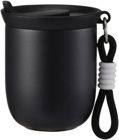 Coffee Tumbler Insulated Mug with Carrying Rope, Spill-Resistant Travel Coffee Mug for Office Car Use - 8oz (Grey,Small)
