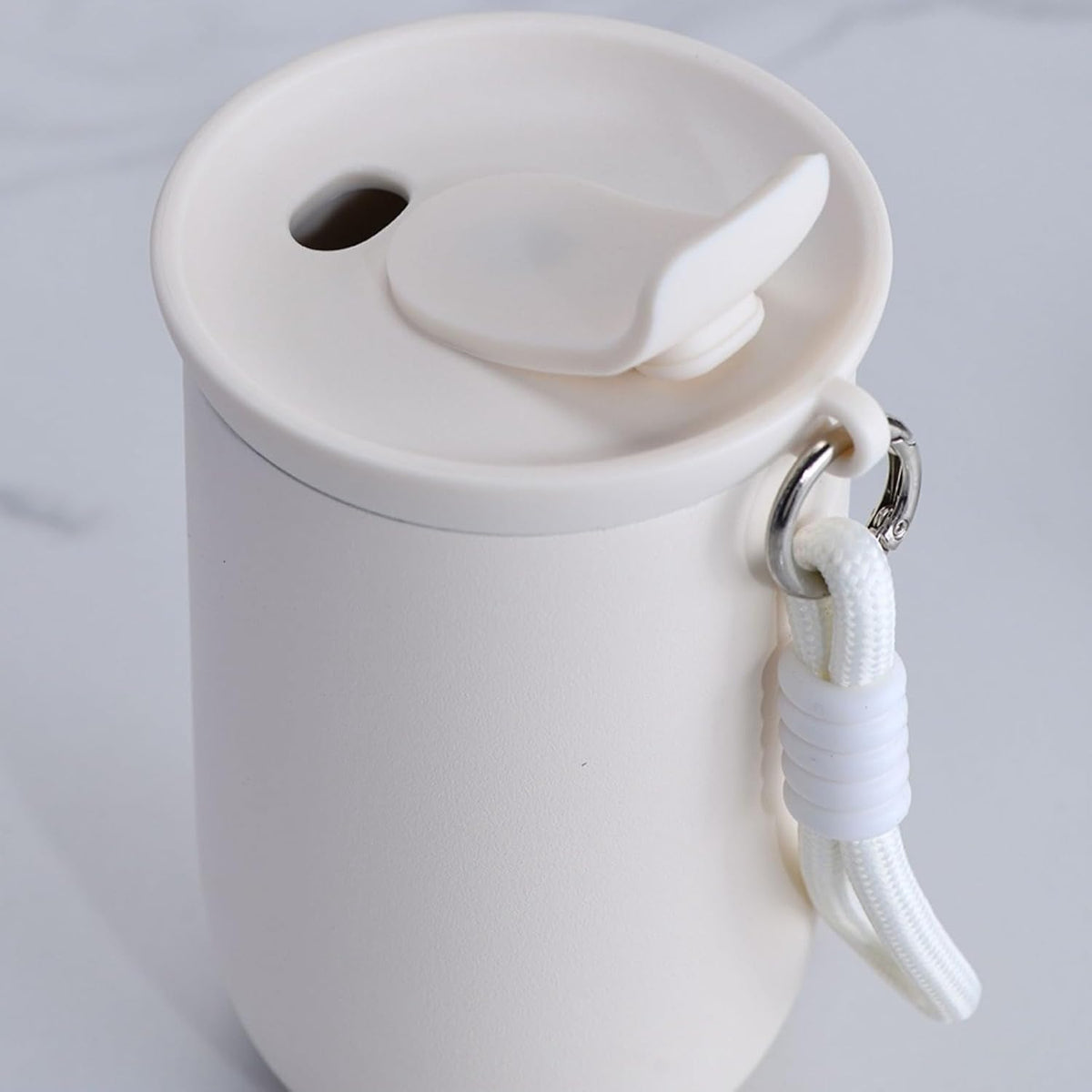 Coffee Tumbler Insulated Mug with Carrying Rope, Spill-Resistant Travel Coffee Mug for Office Car Use - 8oz (Grey,Small)