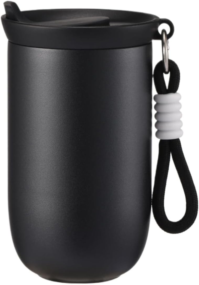 Coffee Tumbler Insulated Mug with Carrying Rope, Spill-Resistant Travel Coffee Mug for Office Car Use - 8oz (Grey,Small)