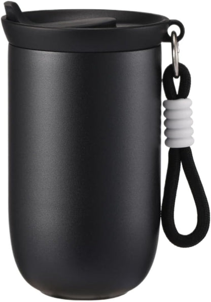 Coffee Tumbler Insulated Mug with Carrying Rope, Spill-Resistant Travel Coffee Mug for Office Car Use - 8oz (Grey,Small)