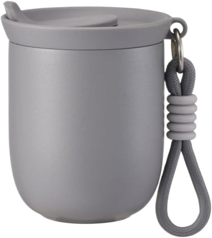 Coffee Tumbler Insulated Mug with Carrying Rope, Spill-Resistant Travel Coffee Mug for Office Car Use - 8oz (Grey,Small)