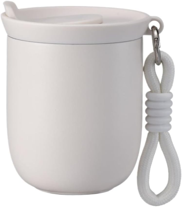 Coffee Tumbler Insulated Mug with Carrying Rope, Spill-Resistant Travel Coffee Mug for Office Car Use - 8oz (Grey,Small)