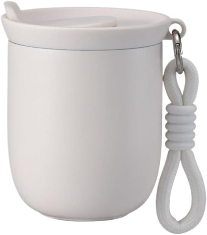 Coffee Tumbler Insulated Mug with Carrying Rope, Spill-Resistant Travel Coffee Mug for Office Car Use - 8oz (Grey,Small)