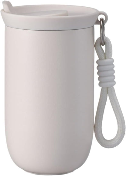 Coffee Tumbler Insulated Mug with Carrying Rope, Spill-Resistant Travel Coffee Mug for Office Car Use - 8oz (Grey,Small)