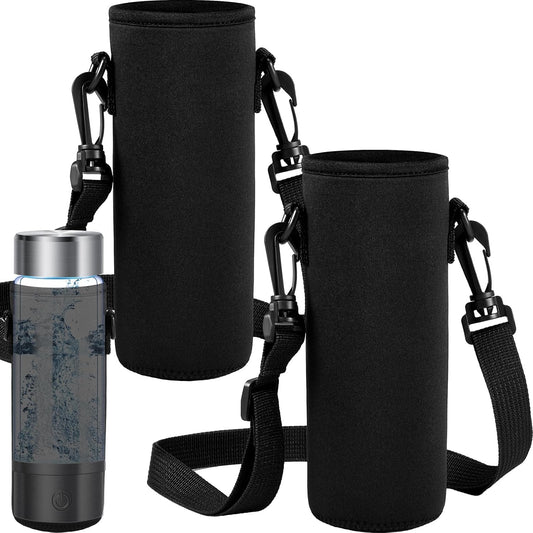 2 Pack Insulated Neoprene Water Bottle Holder Carrier with Adjustable Strap - Hands Free Sling Bag for 17oz/500ml Standard Bottles for Walking, Gym, Hiking, Commuting