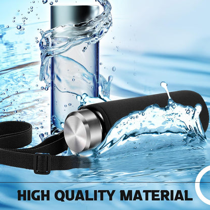 2 Pack Insulated Neoprene Water Bottle Holder Carrier with Adjustable Strap - Hands Free Sling Bag for 17oz/500ml Standard Bottles for Walking, Gym, Hiking, Commuting