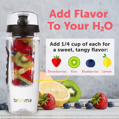 Fruit Infuser Water Bottle - 32 oz Large, Leakproof Plastic Fruit Infusion Water Bottle for Gym, Camping, and Travel