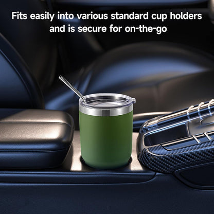 Volhoply 30oz Insulated Tumbler with Lid and Straw, Double Wall Inner & Outer 304 Stainless Steel Coffee Cup, Travel Mug Reusable Thermal Cup for Cold & Hot Drinks (Army Green,1 Pack)