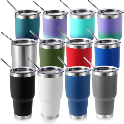 Volhoply 30oz Insulated Tumbler with Lid and Straw, Double Wall Inner & Outer 304 Stainless Steel Coffee Cup, Travel Mug Reusable Thermal Cup for Cold & Hot Drinks (Army Green,1 Pack)