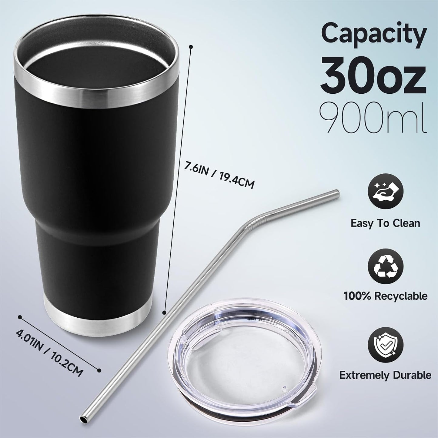 Volhoply 30oz Insulated Tumbler with Lid and Straw, Double Wall Inner & Outer 304 Stainless Steel Coffee Cup, Travel Mug Reusable Thermal Cup for Cold & Hot Drinks (Army Green,1 Pack)