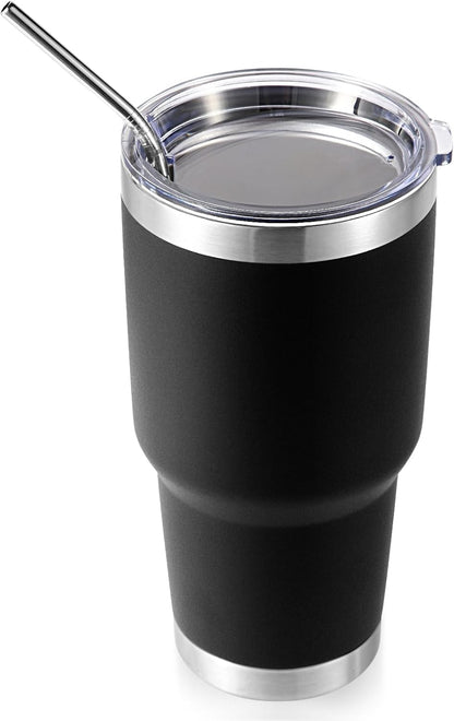 Volhoply 30oz Insulated Tumbler with Lid and Straw, Double Wall Inner & Outer 304 Stainless Steel Coffee Cup, Travel Mug Reusable Thermal Cup for Cold & Hot Drinks (Army Green,1 Pack)