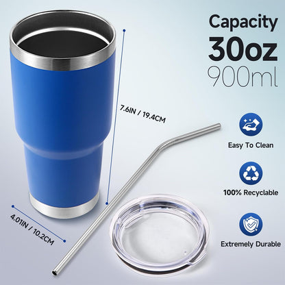 Volhoply 30oz Insulated Tumbler with Lid and Straw, Double Wall Inner & Outer 304 Stainless Steel Coffee Cup, Travel Mug Reusable Thermal Cup for Cold & Hot Drinks (Army Green,1 Pack)