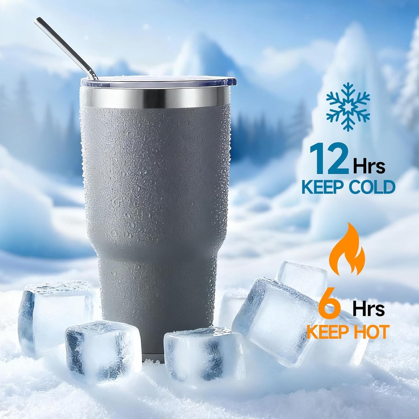 Volhoply 30oz Insulated Tumbler with Lid and Straw, Double Wall Inner & Outer 304 Stainless Steel Coffee Cup, Travel Mug Reusable Thermal Cup for Cold & Hot Drinks (Army Green,1 Pack)