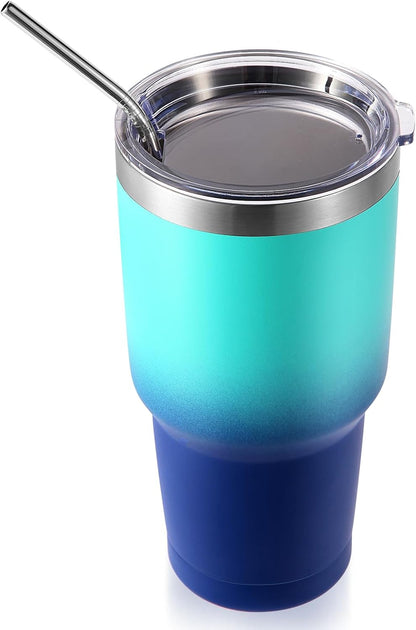 Volhoply 30oz Insulated Tumbler with Lid and Straw, Double Wall Inner & Outer 304 Stainless Steel Coffee Cup, Travel Mug Reusable Thermal Cup for Cold & Hot Drinks (Army Green,1 Pack)