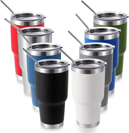 Volhoply 30oz Insulated Tumbler with Lid and Straw, Double Wall Inner & Outer 304 Stainless Steel Coffee Cup, Travel Mug Reusable Thermal Cup for Cold & Hot Drinks (Army Green,1 Pack)