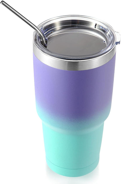 Volhoply 30oz Insulated Tumbler with Lid and Straw, Double Wall Inner & Outer 304 Stainless Steel Coffee Cup, Travel Mug Reusable Thermal Cup for Cold & Hot Drinks (Army Green,1 Pack)