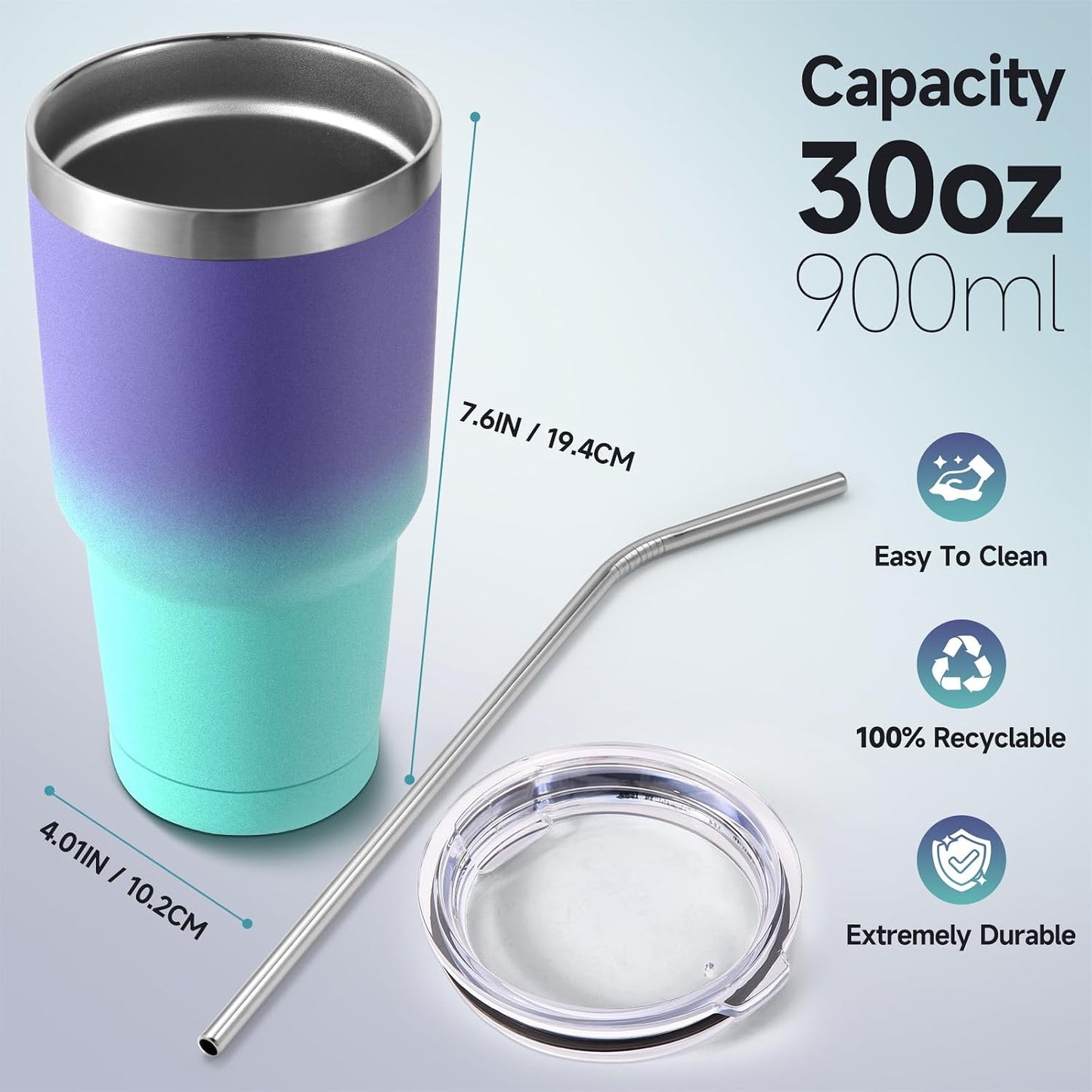 Volhoply 30oz Insulated Tumbler with Lid and Straw, Double Wall Inner & Outer 304 Stainless Steel Coffee Cup, Travel Mug Reusable Thermal Cup for Cold & Hot Drinks (Army Green,1 Pack)