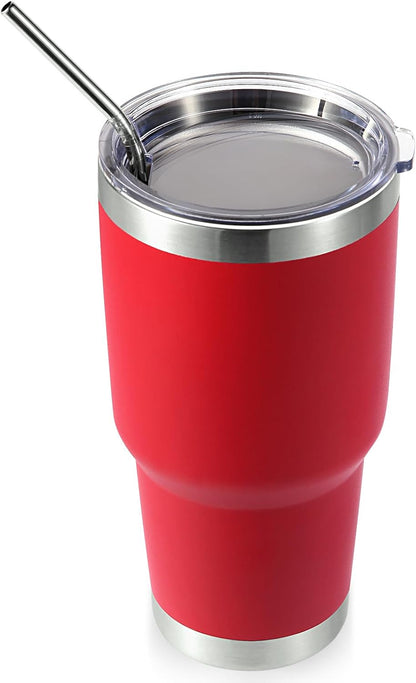 Volhoply 30oz Insulated Tumbler with Lid and Straw, Double Wall Inner & Outer 304 Stainless Steel Coffee Cup, Travel Mug Reusable Thermal Cup for Cold & Hot Drinks (Army Green,1 Pack)