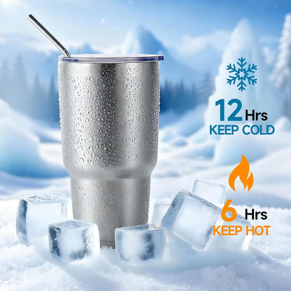 Volhoply 30oz Insulated Tumbler with Lid and Straw, Double Wall Inner & Outer 304 Stainless Steel Coffee Cup, Travel Mug Reusable Thermal Cup for Cold & Hot Drinks (Army Green,1 Pack)