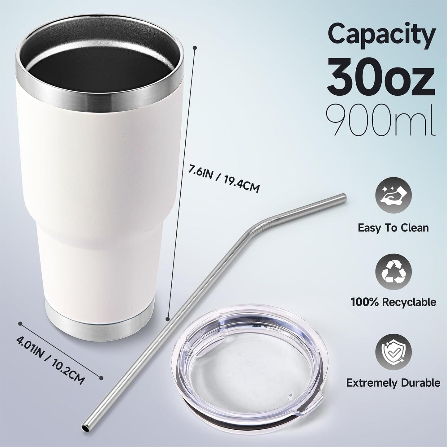Volhoply 30oz Insulated Tumbler with Lid and Straw, Double Wall Inner & Outer 304 Stainless Steel Coffee Cup, Travel Mug Reusable Thermal Cup for Cold & Hot Drinks (Army Green,1 Pack)