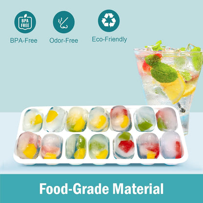 Ice Cube Trays with Lid for Freezer, Flexible Silicone Bottom for Easy Release, Stackable Space-Saving Ice Molds, 1.2" Cubes Color-Coded (2 Green 1 Blue) for Juice, Coffee & Cocktails, BPA Free