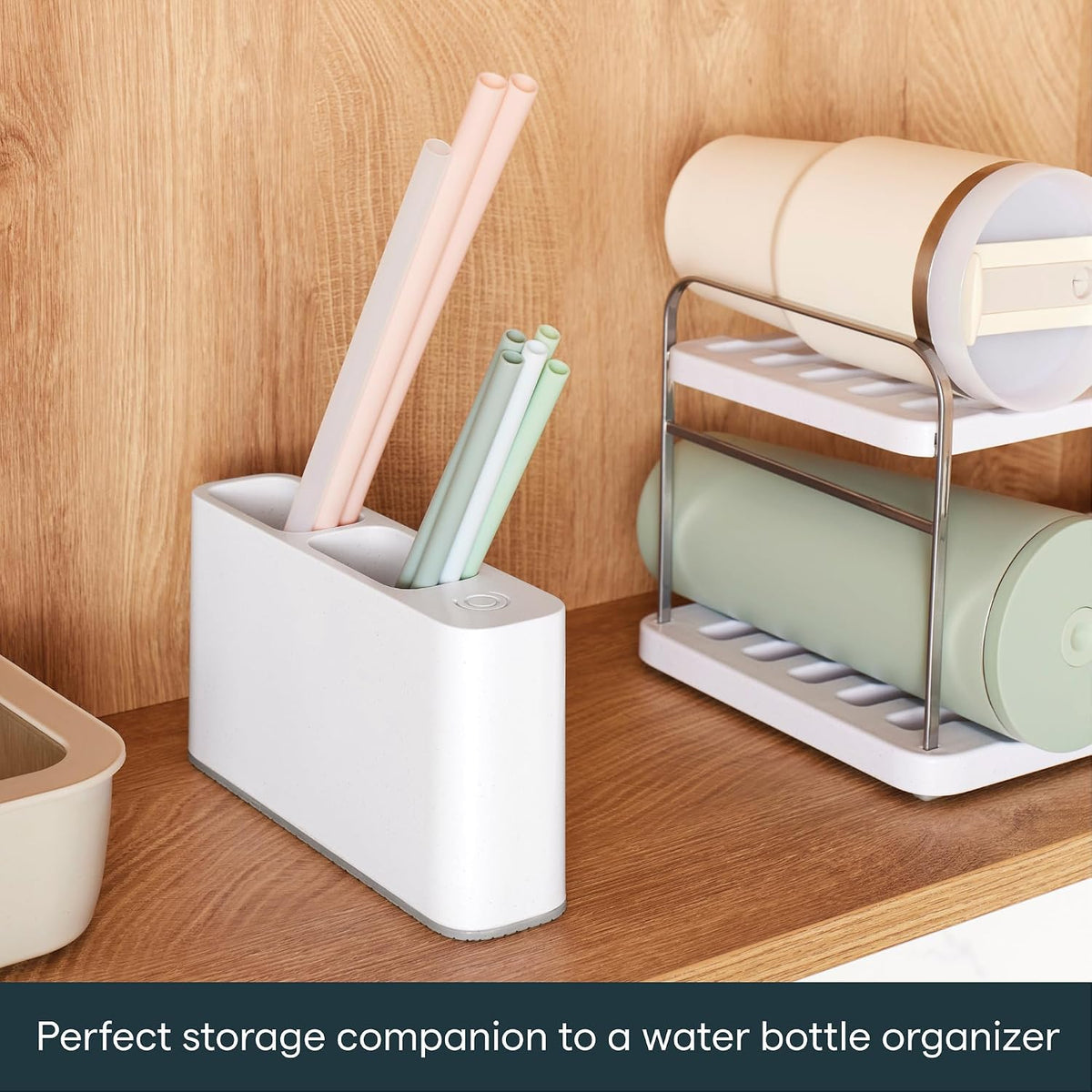 SipStation Straw Holder, 20+ Straw Storage, Cabinet Organizer
