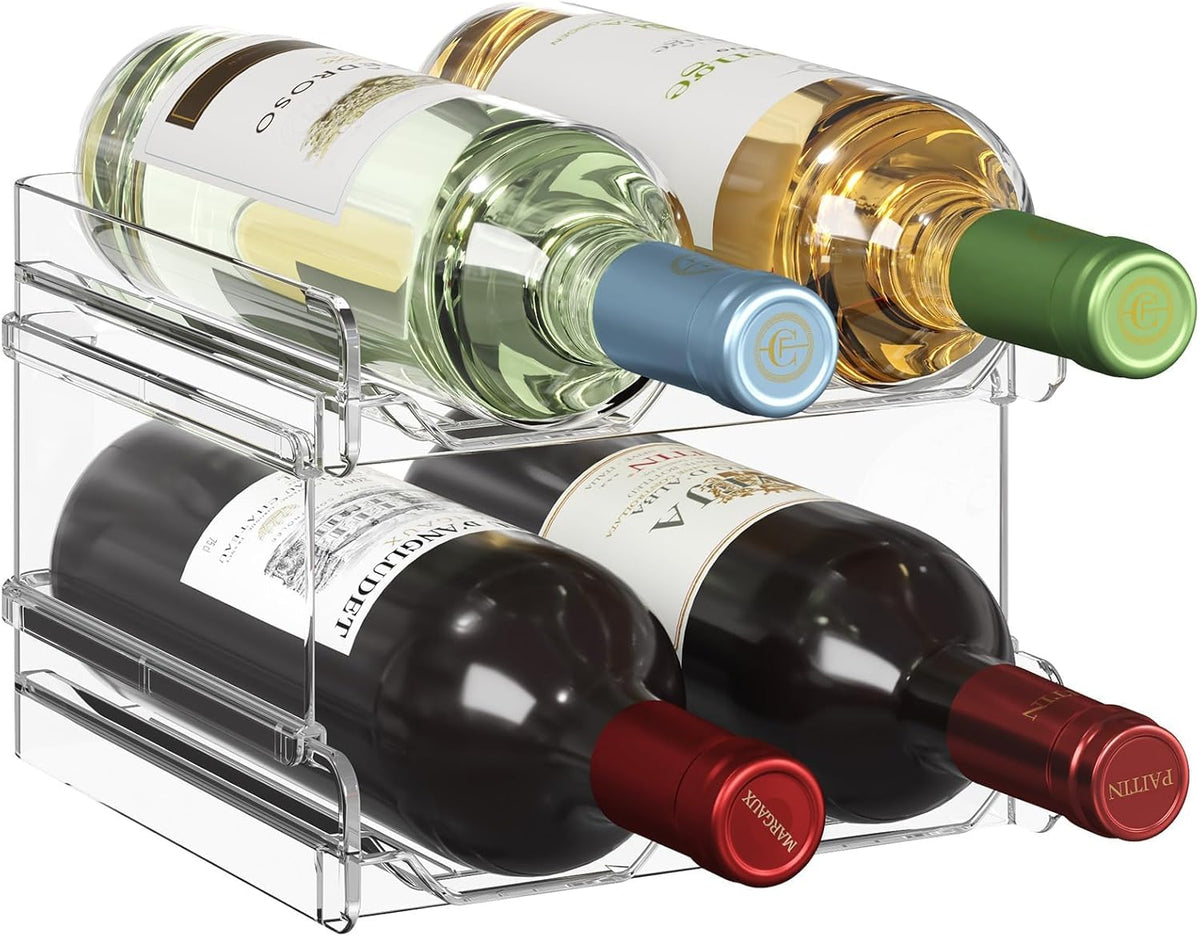 Stackable Wine Rack for Cabinet, Plastic Refrigerator Wine Holder