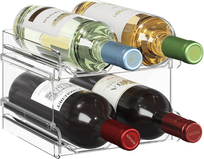 Stackable Wine Rack for Cabinet, Plastic Refrigerator Wine Holder