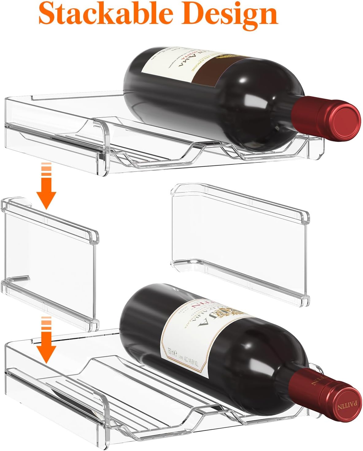 Stackable Wine Rack for Cabinet, Plastic Refrigerator Wine Holder