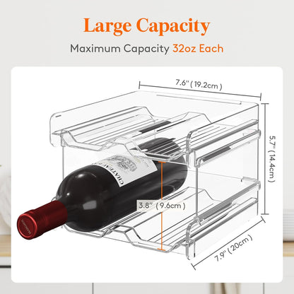 Stackable Wine Rack for Cabinet, Plastic Refrigerator Wine Holder