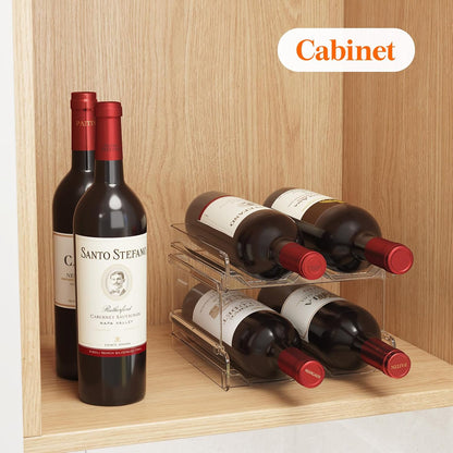 Stackable Wine Rack for Cabinet, Plastic Refrigerator Wine Holder