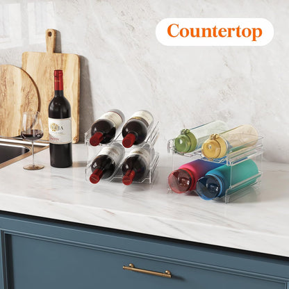 Stackable Wine Rack for Cabinet, Plastic Refrigerator Wine Holder