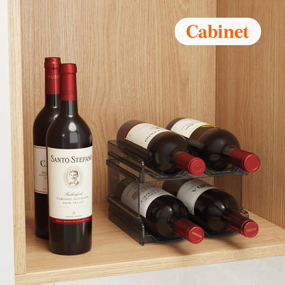 Stackable Wine Rack for Cabinet, Plastic Refrigerator Wine Holder