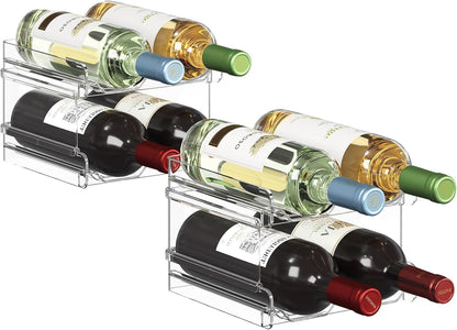 Stackable Wine Rack for Cabinet, Plastic Refrigerator Wine Holder
