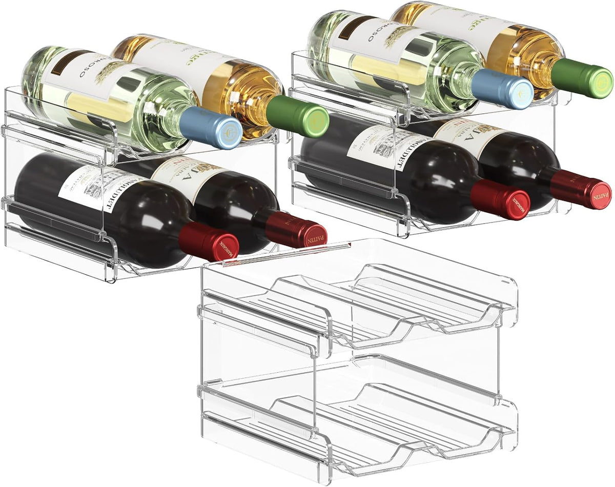 Stackable Wine Rack for Cabinet, Plastic Refrigerator Wine Holder
