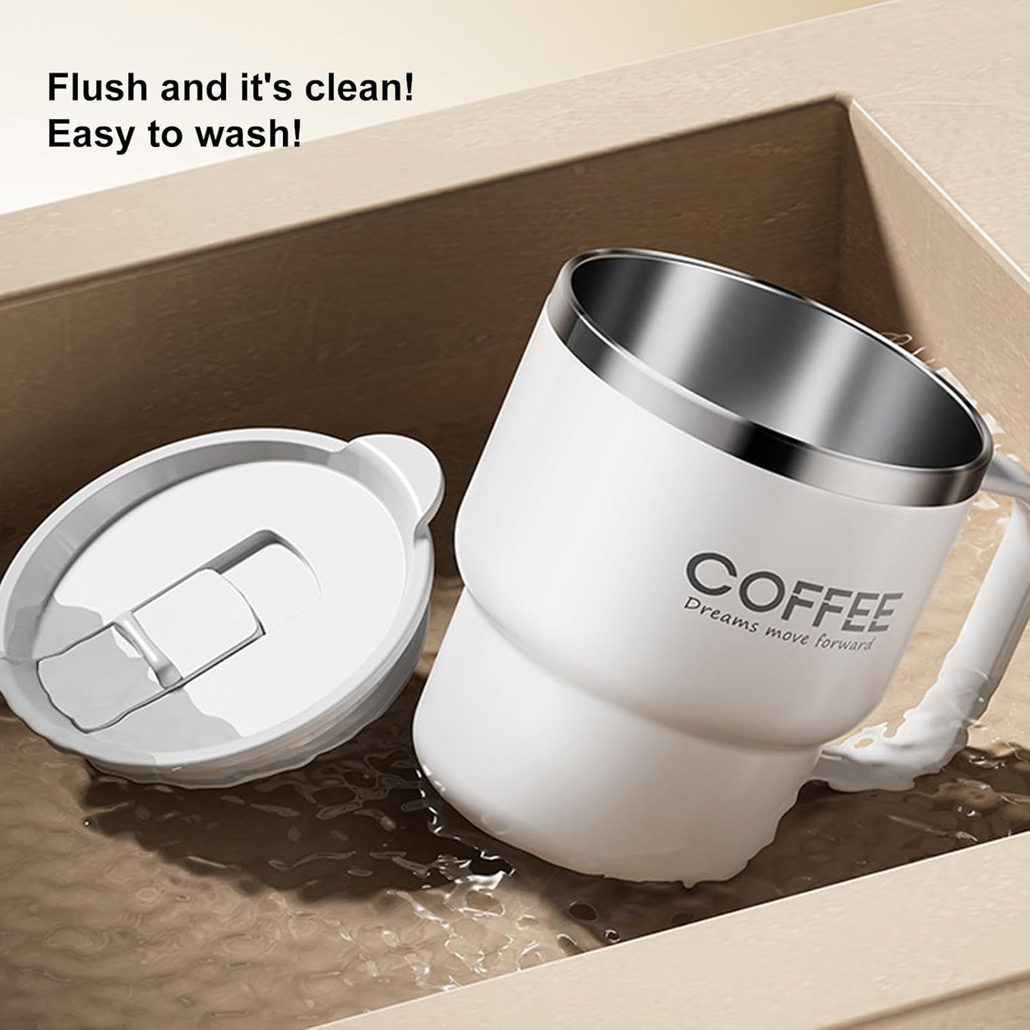 Contemporary Nonrust Steel Thermal Mugs Spill Lid Easy Grips Handle for Daily Commutes Travels Outdoors Camping Mugs