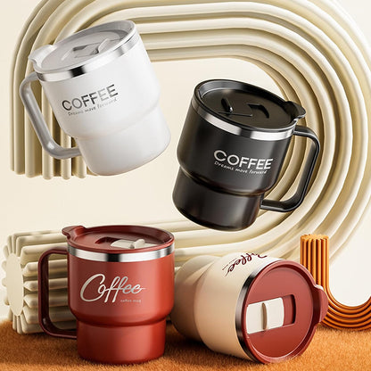 Contemporary Nonrust Steel Thermal Mugs Spill Lid Easy Grips Handle for Daily Commutes Travels Outdoors Camping Mugs
