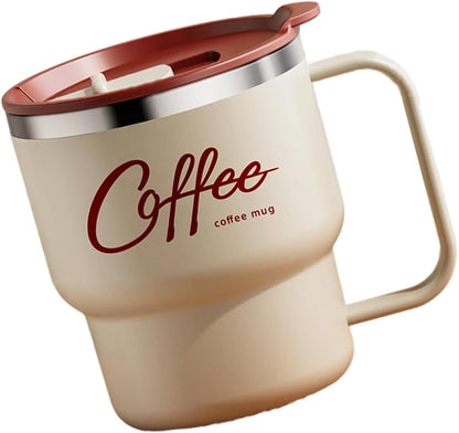 Contemporary Nonrust Steel Thermal Mugs Spill Lid Easy Grips Handle for Daily Commutes Travels Outdoors Camping Mugs