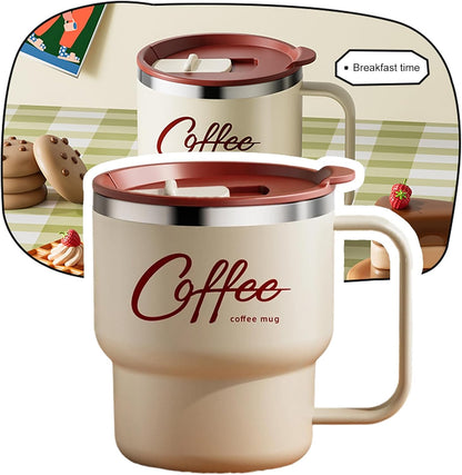 Contemporary Nonrust Steel Thermal Mugs Spill Lid Easy Grips Handle for Daily Commutes Travels Outdoors Camping Mugs